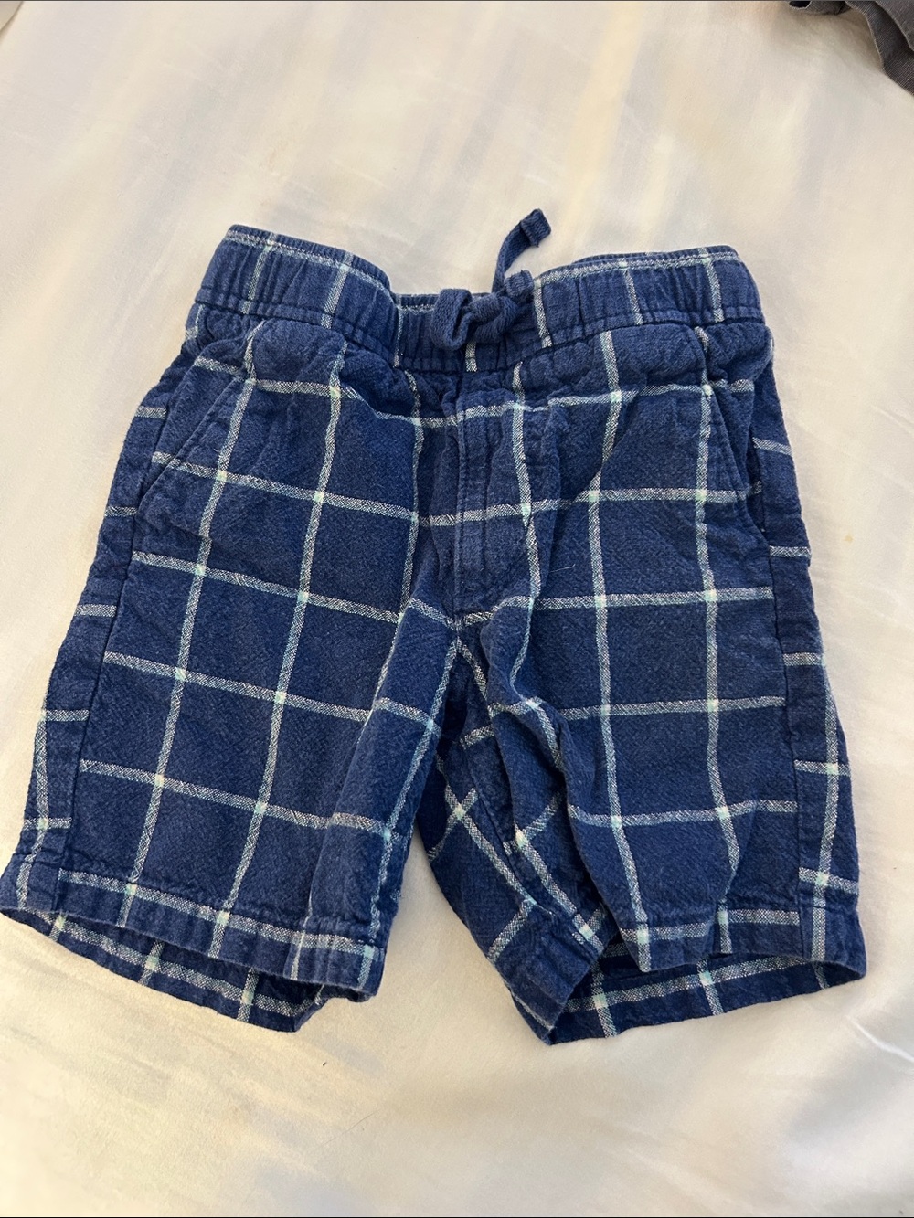 GAP Navy Blue Plaid Drawstring Shorts